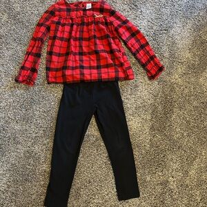 Carters Red Plaid Top and Black Leggings Set 5T